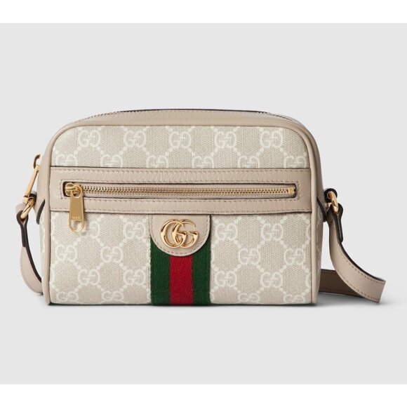 Gucci GG Supreme Canvas Ophidia Web Strip Mini Shoulder/Crossboy Bag Beige White - Picture 1 of 12